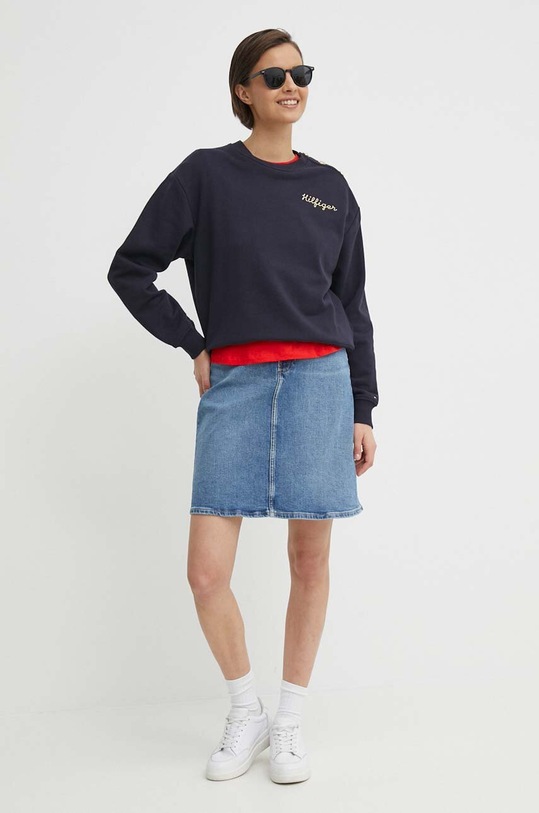 Памучен суичър Tommy Hilfiger WW0WW41235 тъмносин SS24