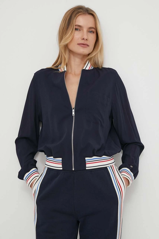 Tommy Hilfiger bluza z elastanem granatowy WW0WW41393