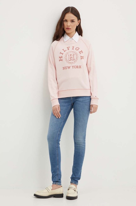 Bavlněná mikina Tommy Hilfiger WW0WW41239 růžová SS24