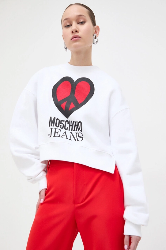 Pamučna dukserica Moschino Jeans 1714.3256 bijela