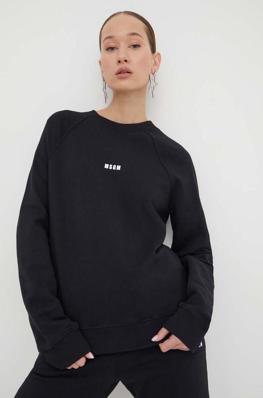 MSGM bluza bawełniana nadruk czarny 2000MDM503.200000