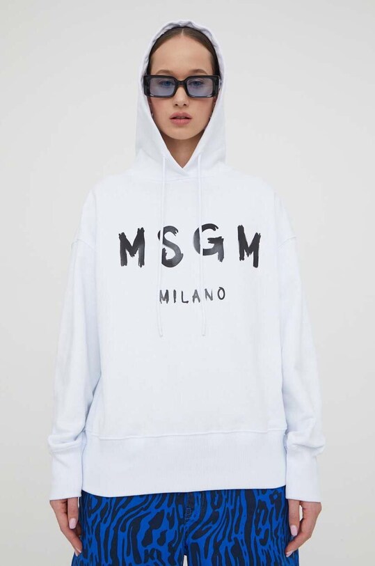 Хлопковая кофта MSGM с капюшоном белый 2000MDM515.200000