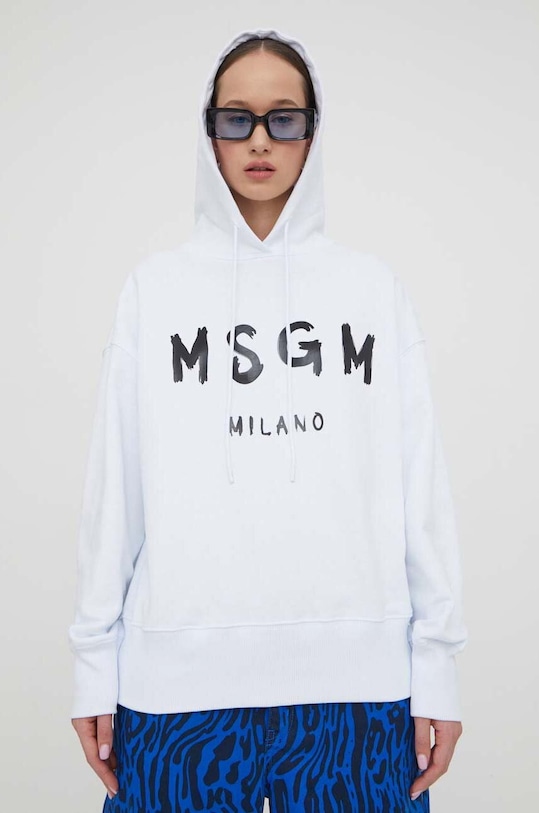 MSGM bluza bawełniana nadruk biały 2000MDM515.200000