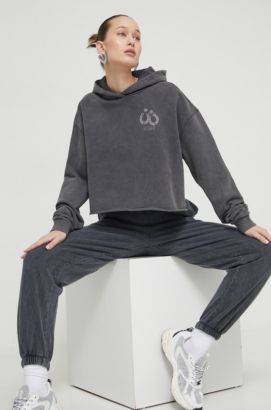 Бавовняна кофта HUGO 50513168 сірий SS24