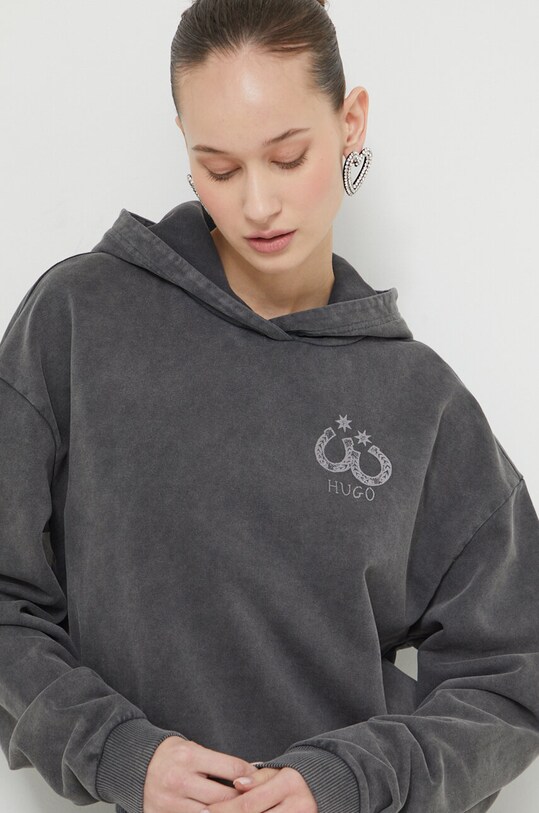 Бавовняна кофта HUGO сірий 50513168
