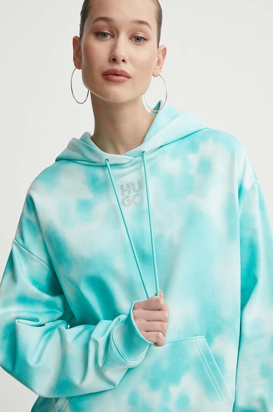 HUGO hanorac de bumbac imprimeu verde 50514080