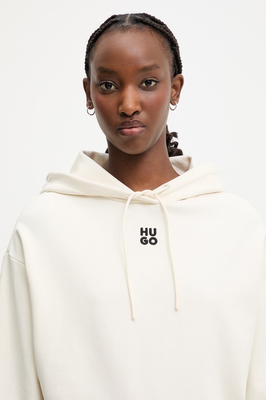 HUGO кофта с капюшоном для женщин из хлопка Delfinia бежевый 50522423