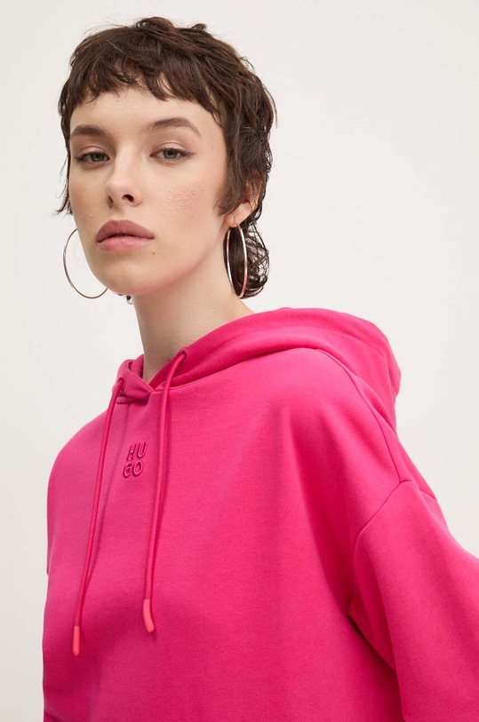 HUGO bluza bawełniana różowy 50522423