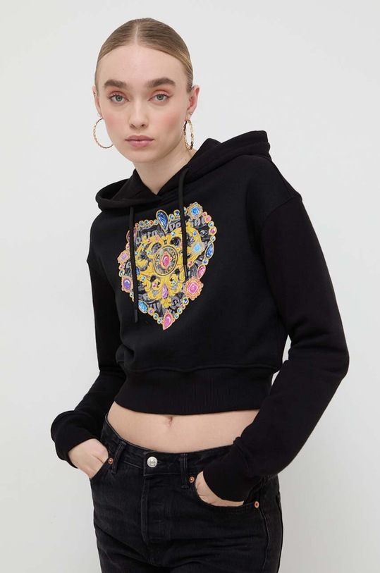 Bavlněná mikina Versace Jeans Couture s kapucí černá 76HAIL01.CF00L