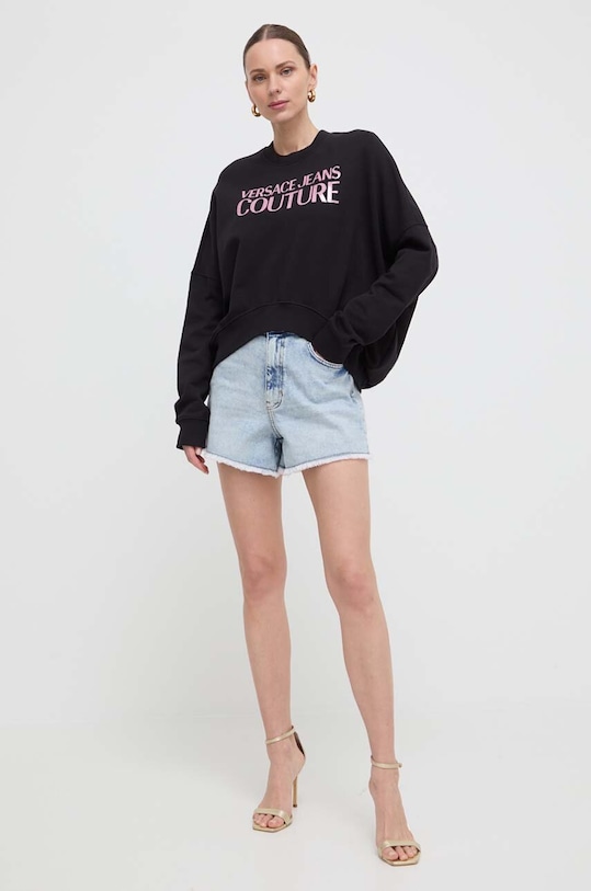 Versace Jeans Couture pamut melegítőfelső 76HAIG03.CF01G fekete SS24