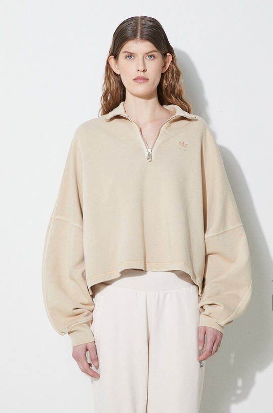 Хлопковая кофта adidas Originals бежевый IR6013