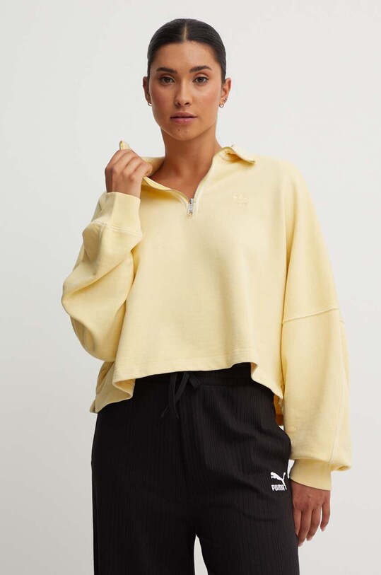 Памучен суичър adidas Originals Essentials+ жълт IR6016