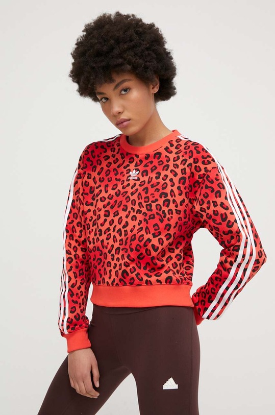 adidas Originals bluza bawełniana wzorzyste czerwony IY9565