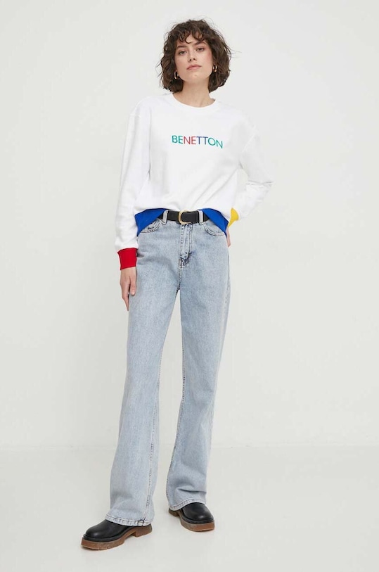 Βαμβακερή μπλούζα United Colors of Benetton 3J68D1069 λευκό SS24