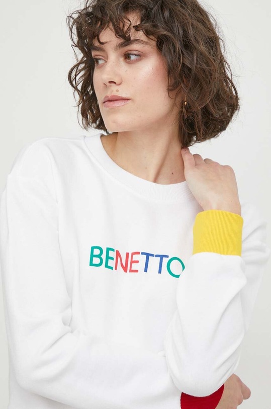 Βαμβακερή μπλούζα United Colors of Benetton λευκό 3J68D1069