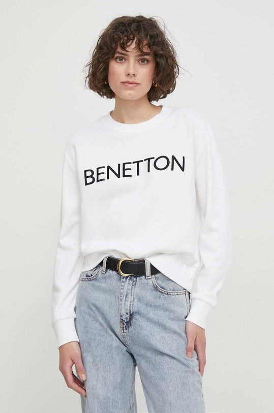 United Colors of Benetton bluza bawełniana aplikacja biały 3J68D1069