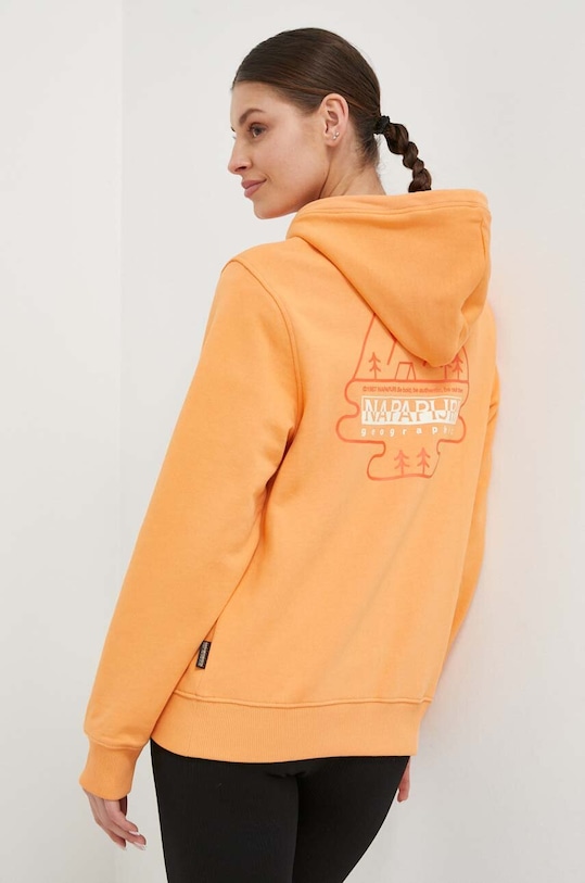 Bombažen pulover Napapijri Potisk oranžna NP0A4HO1A641