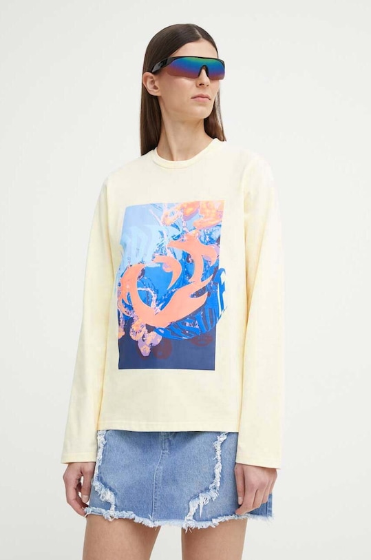 Bavlněné tričko s dlouhým rukávem Résumé AlessioRS LS Tee Unisex potisk žlutá 20201105