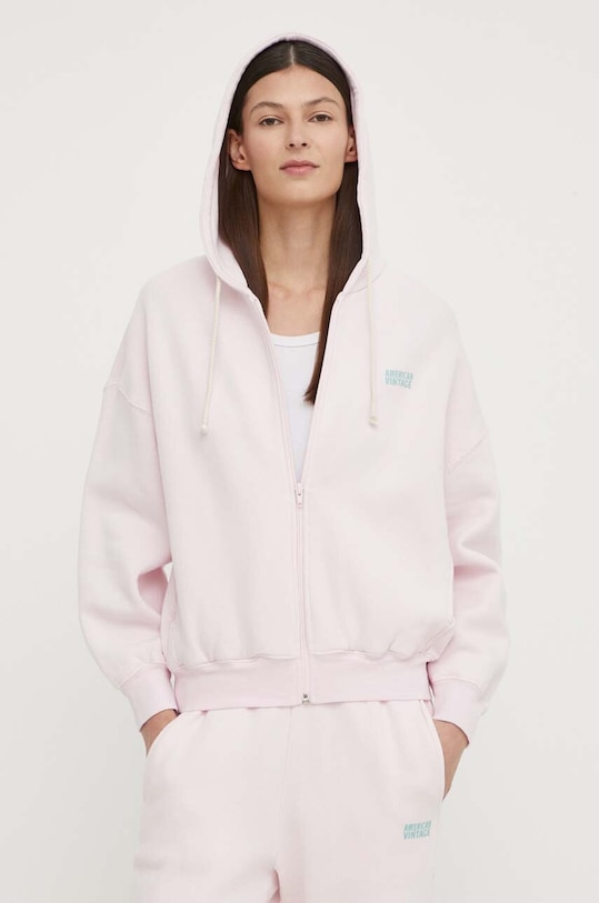 Mikina American Vintage SWEAT ML CAPUCHE s kapucí růžová IZU03EE24