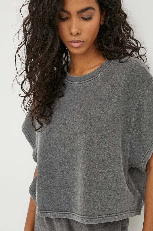 Тениска American Vintage SWEAT MC COL ROND свободна сив DAF03AE24