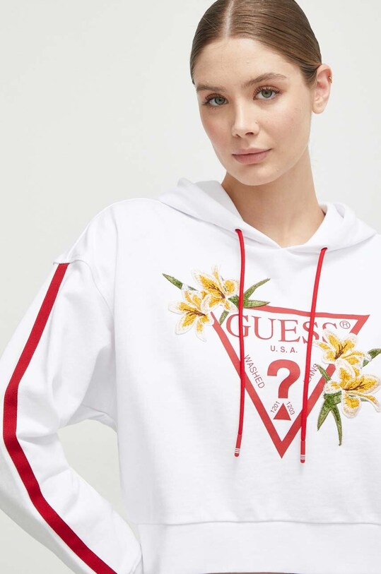 Bavlnená mikina Guess ZOEY biela V4GQ04.KC6V1