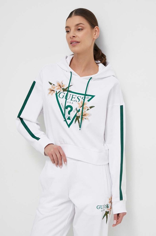 Guess bluza bawełniana ZOEY nadruk biały V4GQ04.KC6V1