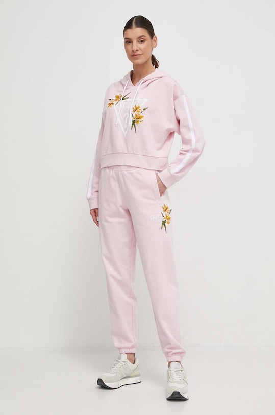 Guess bluza bawełniana ZOEY V4GQ04.KC6V1 różowy SS24