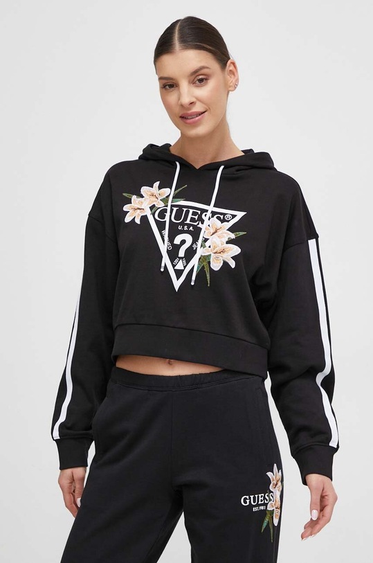 Guess bluza bawełniana ZOEY nadruk czarny V4GQ04.KC6V1
