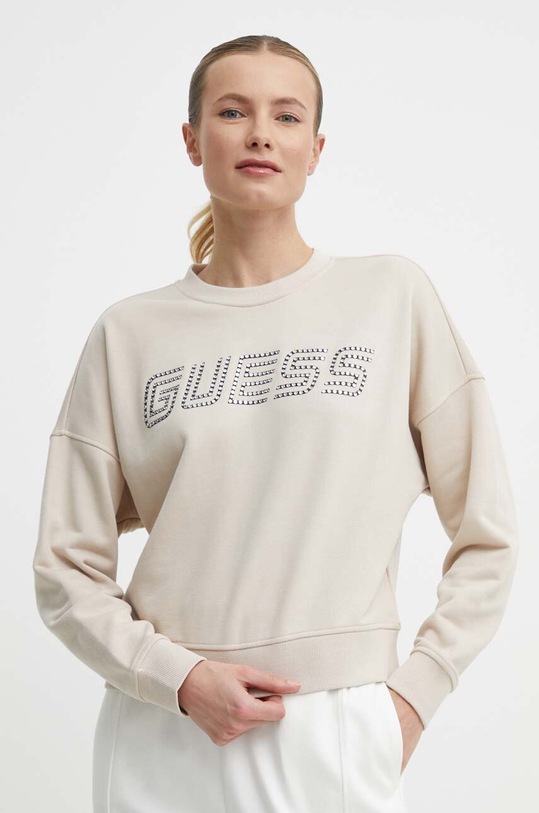 Mikina Guess SKYLAR bez kapucne béžová V4GQ07.K8802