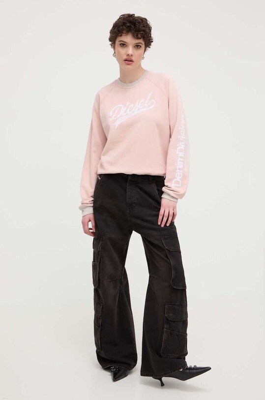 Diesel bluza bawełniana F-THECLE nadruk różowy A12981.0CLAD