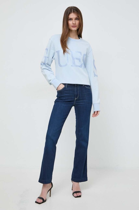 Bavlnená mikina Guess W4GQ10.KC8I0 modrá SS24