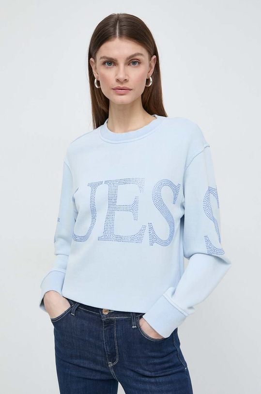 Bavlnená mikina Guess modrá W4GQ10.KC8I0