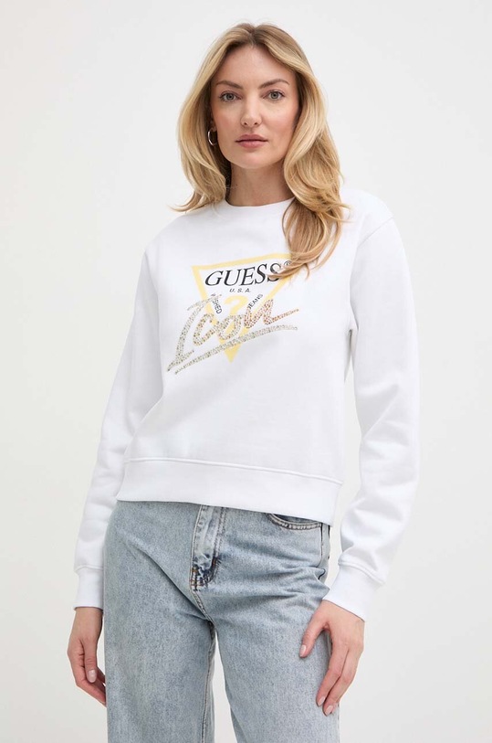 Mikina Guess ICON nášivka bílá W4GQ09.KB681