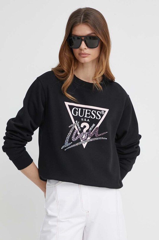Mikina Guess ICON nášivka černá W4GQ09.KB681
