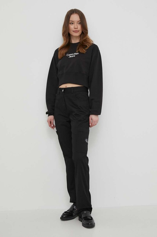 Calvin Klein Jeans hanorac de bumbac J20J221466 negru SS24