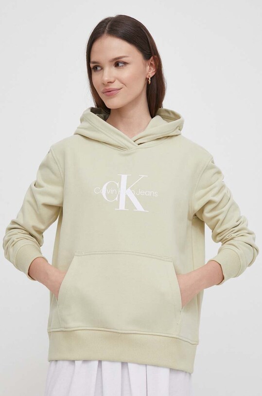 Pamučna dukserica Calvin Klein Jeans pamuk zelena J20J223077