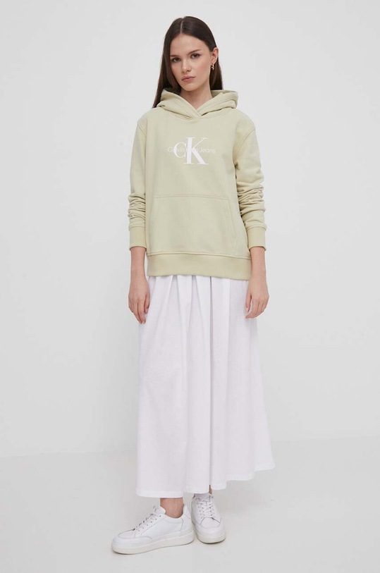 Памучен суичър Calvin Klein Jeans J20J223077 зелен SS24