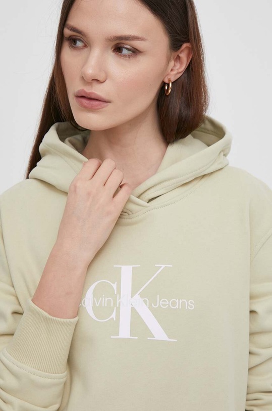 Памучен суичър Calvin Klein Jeans зелен J20J223077