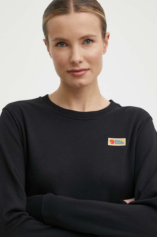 Памучен суичър Fjallraven Vardag Sweater черен F87075.550