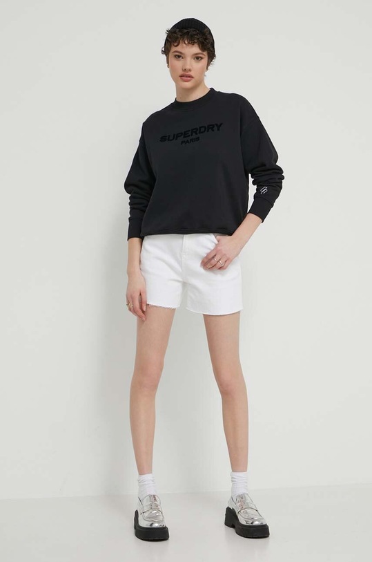Superdry hanorac de bumbac W2012070A.02A negru SS24