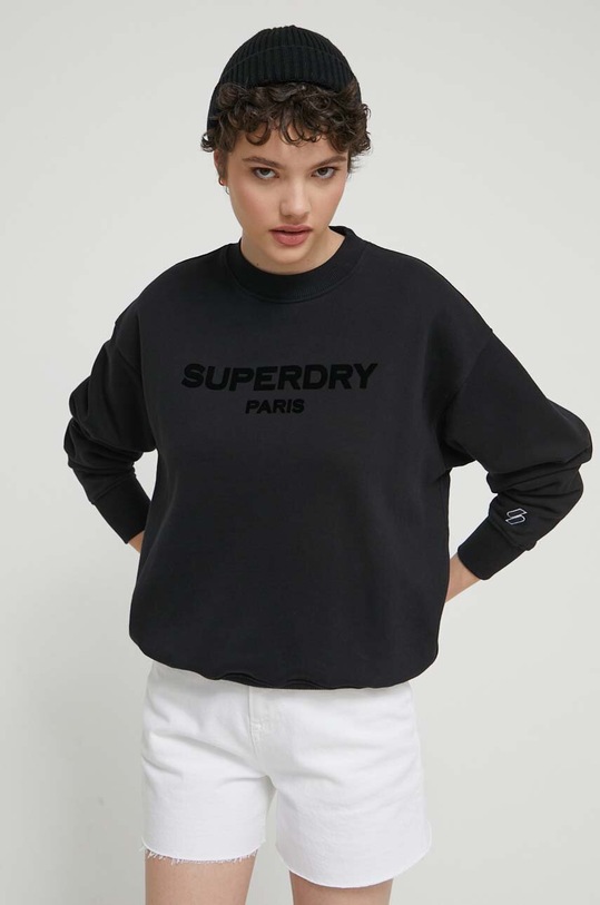 Superdry hanorac de bumbac negru W2012070A.02A