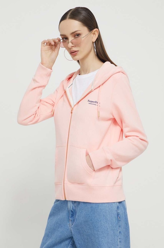 Bavlněná mikina Superdry s kapucí růžová W2012104A.2LY