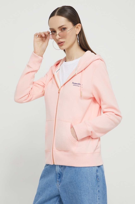 Bavlněná mikina Superdry s kapucí růžová W2012104A.2LY