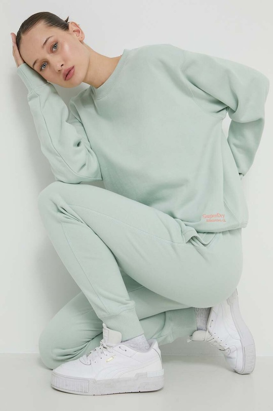 Bavlněná mikina Superdry bez kapuce zelená W2012203A.1WM