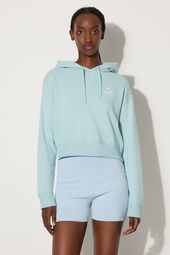Puma bluza bawełniana BETTER CLASSIC z kapturem niebieski 624229