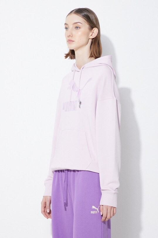 Puma sweatshirt CLASSICS Shiny Logo Hoodie violet 625595