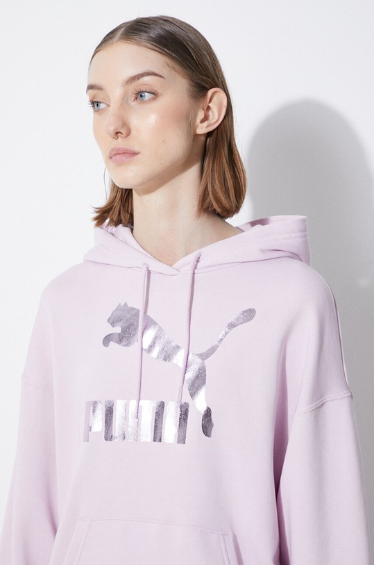 Puma sweatshirt CLASSICS Shiny Logo Hoodie 625595 violet