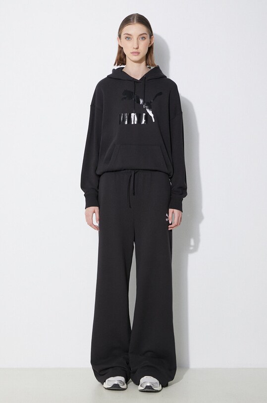 Puma sweatshirt CLASSICS Shiny Logo Hoodie 625595 black SS24