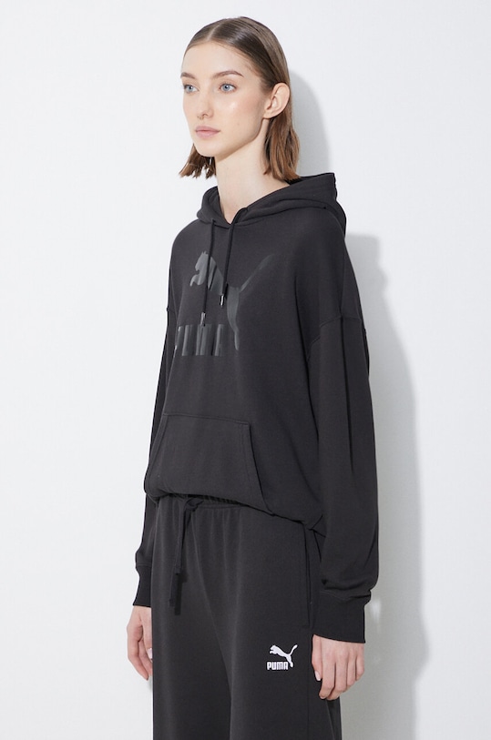 Mikina Puma CLASSICS Shiny Logo Hoodie čierna 625595