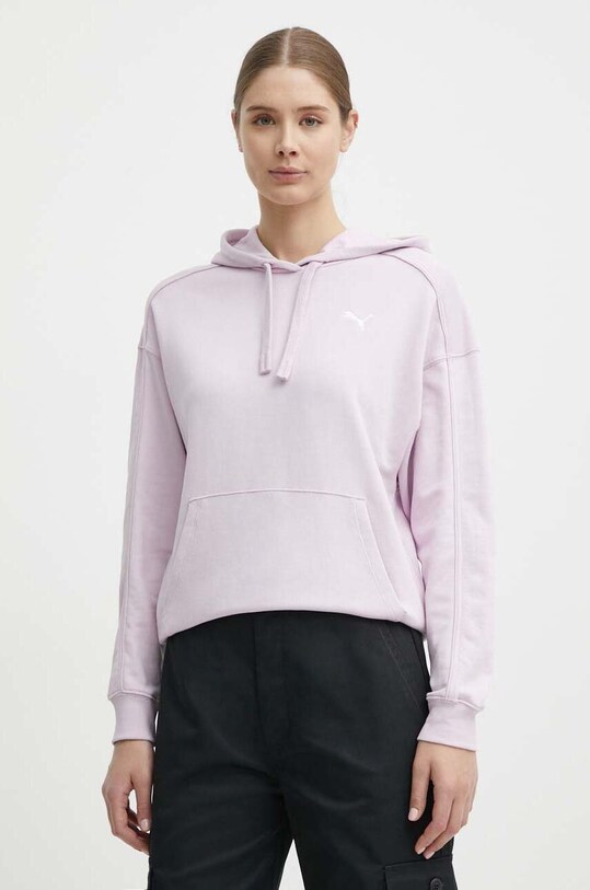 Бавовняна кофта Puma з капюшоном фіолетовий 677885